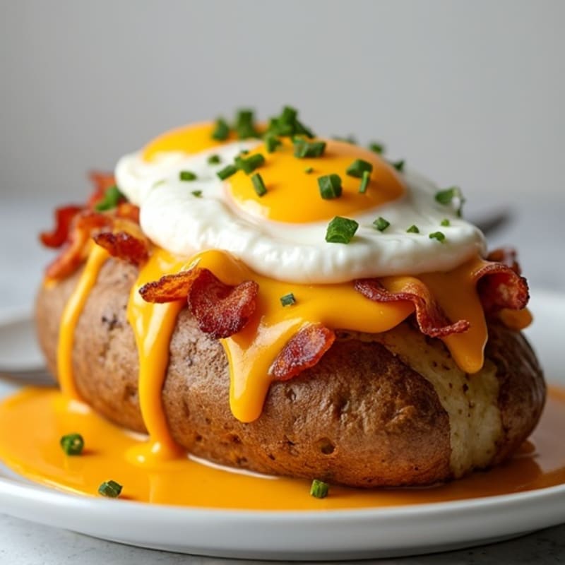 Baked Stuffed Potatoes with Crispy Bacon and Creamy Cheese