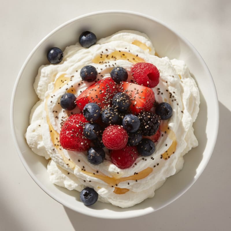 Greek Yogurt Protein Mousse with Mixed Berries