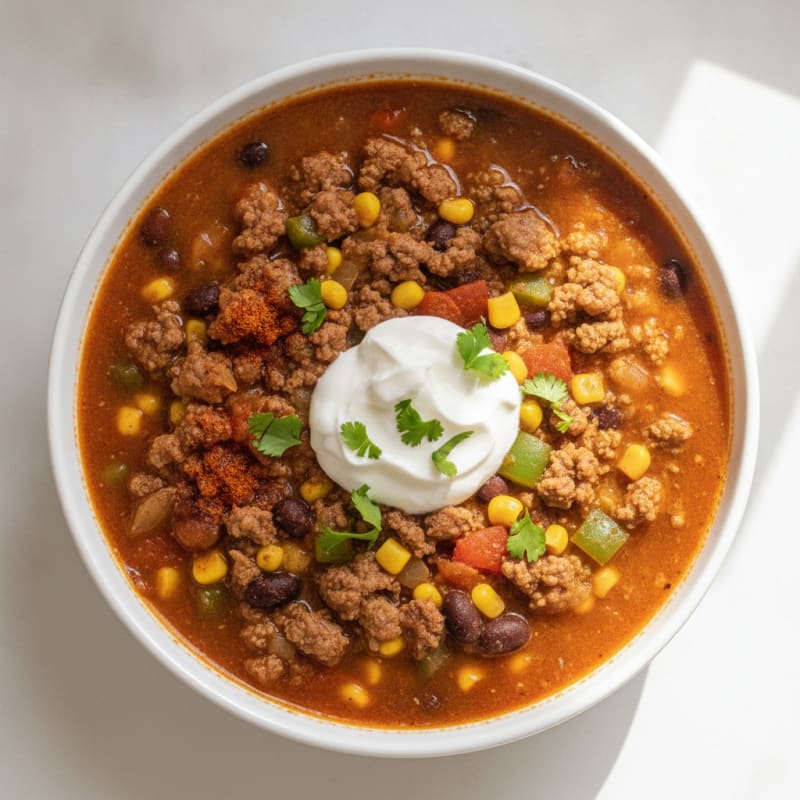 Hearty Beef Taco Soup