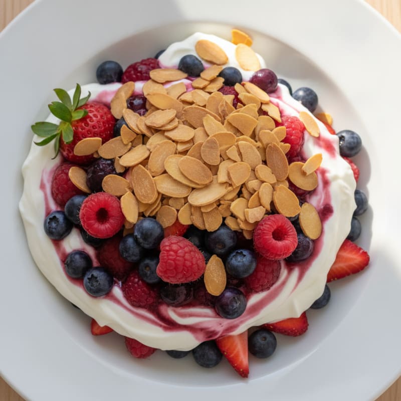 Greek Yogurt Protein Parfait with Berries and Almonds