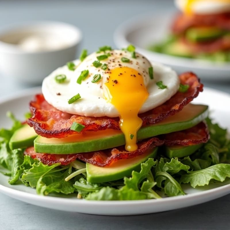 Crispy Turkey Bacon and Avocado Stack with Greens