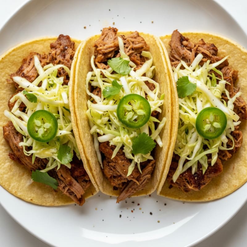 Shredded Pork Tacos with Fresh Cabbage Slaw