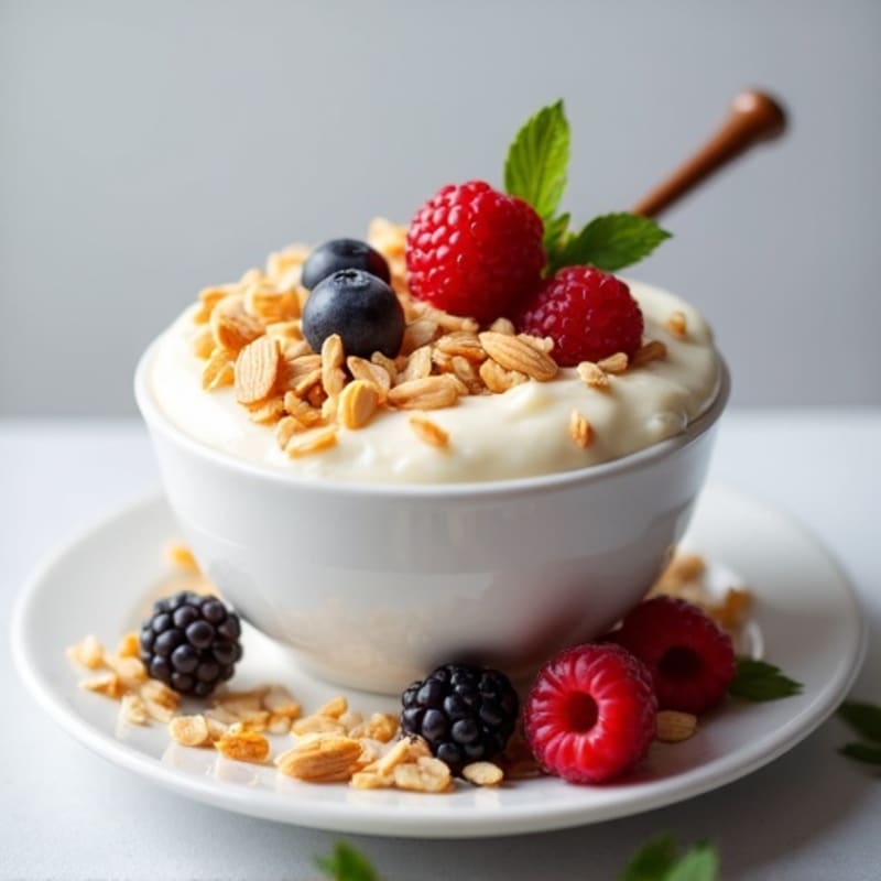 Greek Yogurt Protein Mousse with Mixed Berries