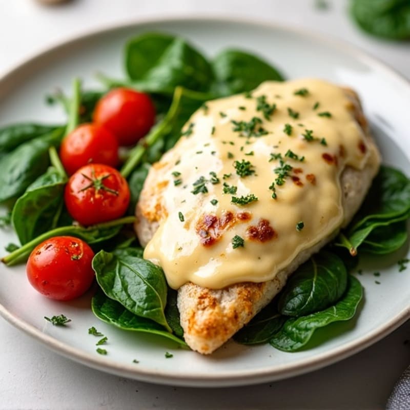 Creamy Ricotta Chicken with Fresh Spinach and Roasted Tomatoes