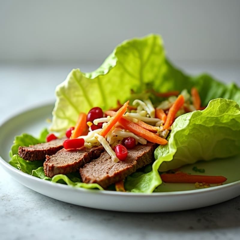 Lean Smoky Brisket Lettuce Wraps with Crunchy Cabbage Slaw