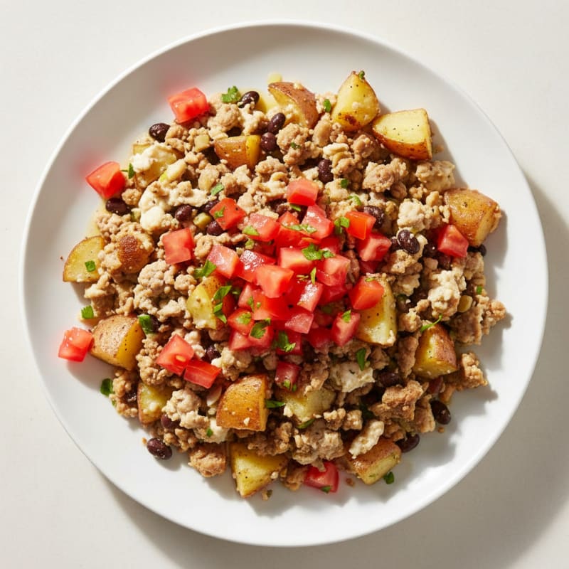 Egg White and Potato Scramble with Lean Ground Turkey