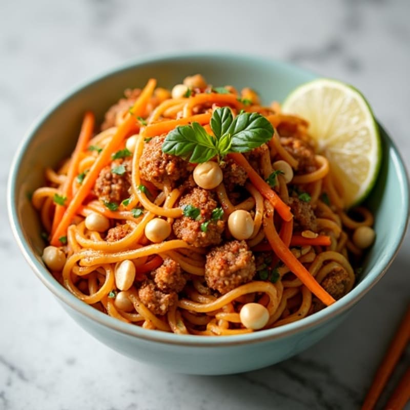 Crispy Ground Pork Spicy Peanut Noodles