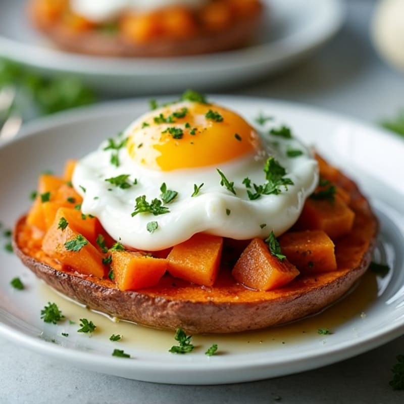 Crispy-Skinned Sweet Potato with Greek Yogurt and Herbs