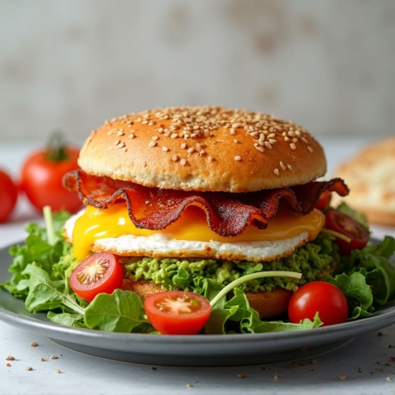 Crispy Turkey Bacon and Avocado Stack with Greens