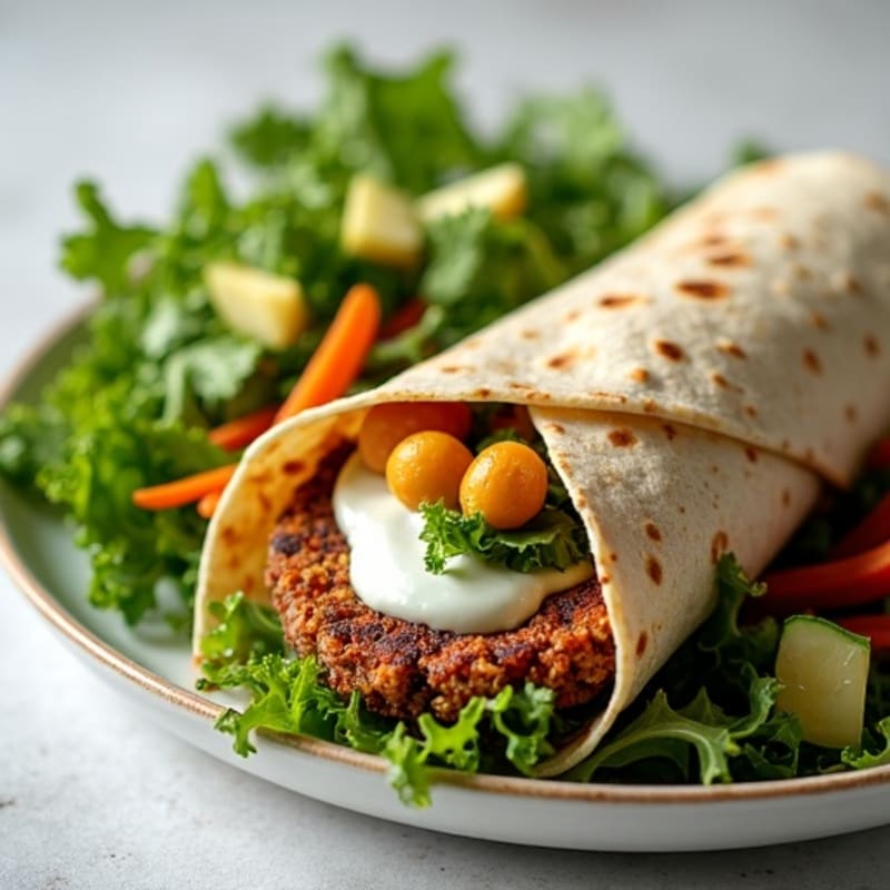 Crispy Veggie Burger Wrap with Fresh Greens