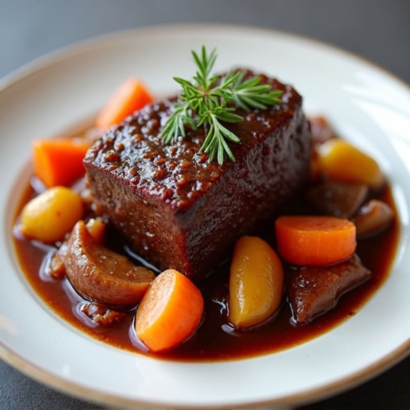 Braised Red Wine Oxtail with Root Vegetables
