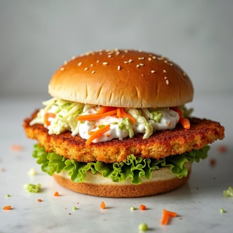 Crispy Baked Chicken Cutlet Sandwich with Greek Yogurt Slaw