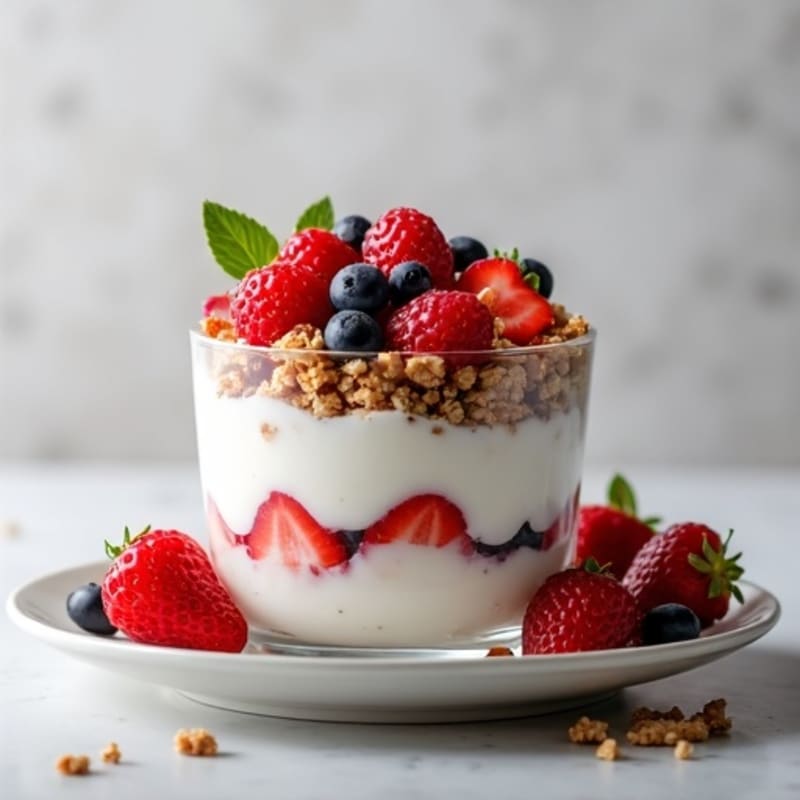 Creamy Greek Yogurt Parfait with Mixed Berries and Toasted Almonds