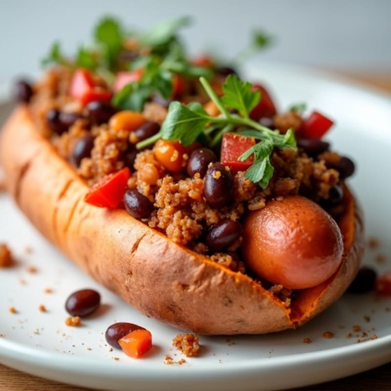 Lean Turkey Chili-Topped Sweet Potato Dogs
