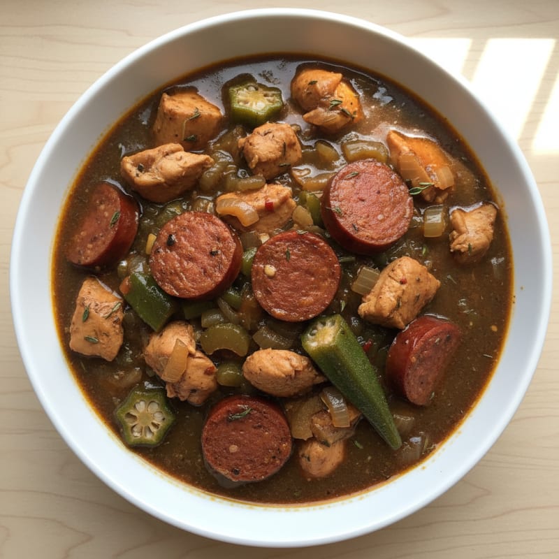 Smoky Creole Chicken and Sausage Gumbo
