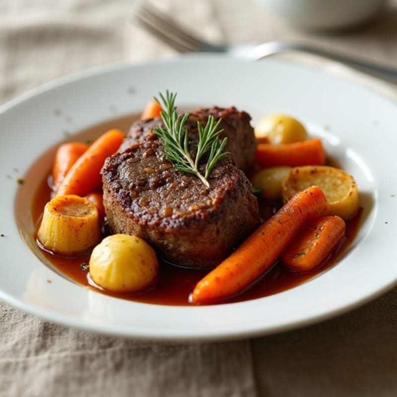 Herb-Braised Pot Roast with Roasted Root Vegetables