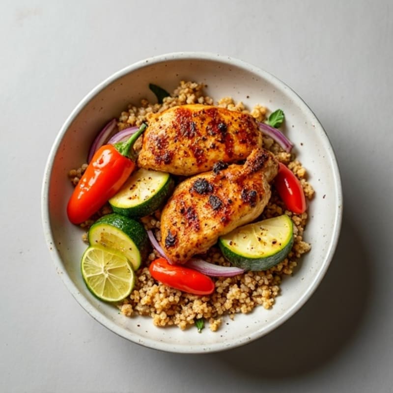 Smoky Lime Chicken and Roasted Veggie Bowl