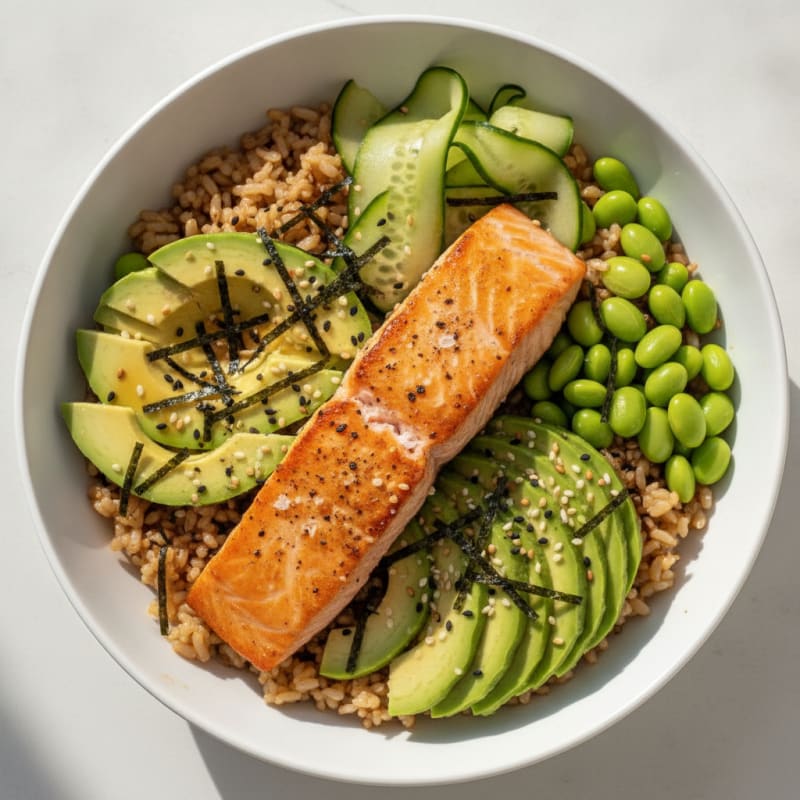 Sushi Rice Bowl with Salmon and Avocado