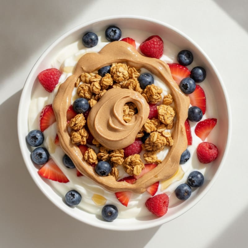Creamy Greek Yogurt Parfait with Almond Butter and Berries