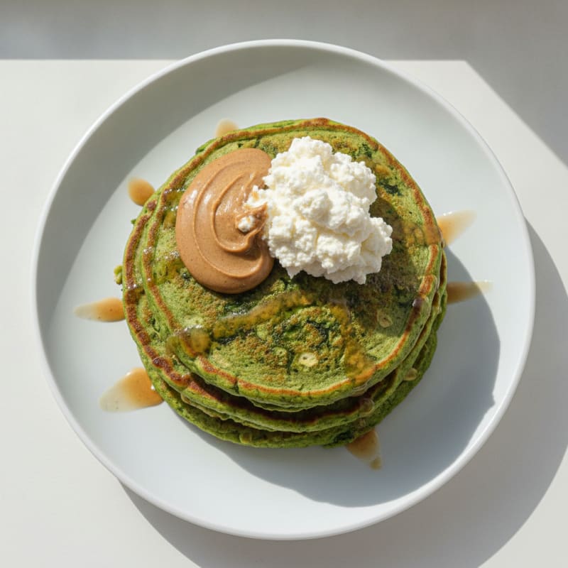 Egg White and Spinach Protein Pancakes with Cottage Cheese