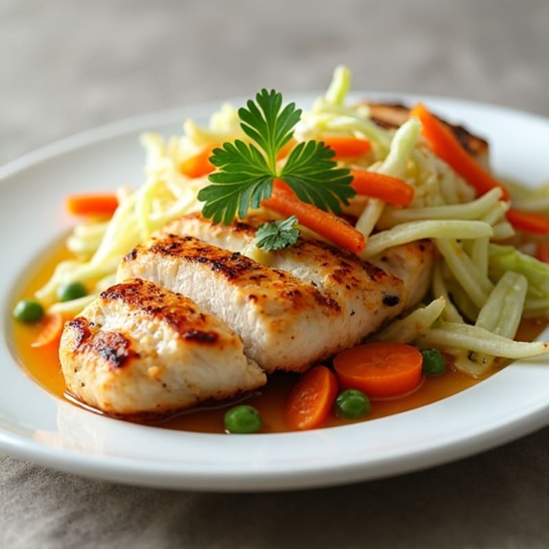 Grilled Chicken Breast with Crunchy Vegetable Slaw