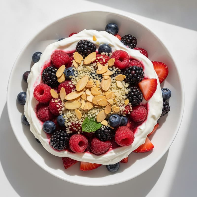 Greek Yogurt Protein Parfait with Mixed Berries