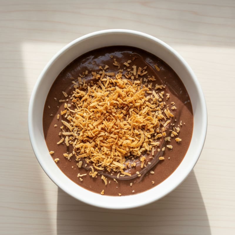 Silky Chocolate Protein Pudding with Toasted Coconut