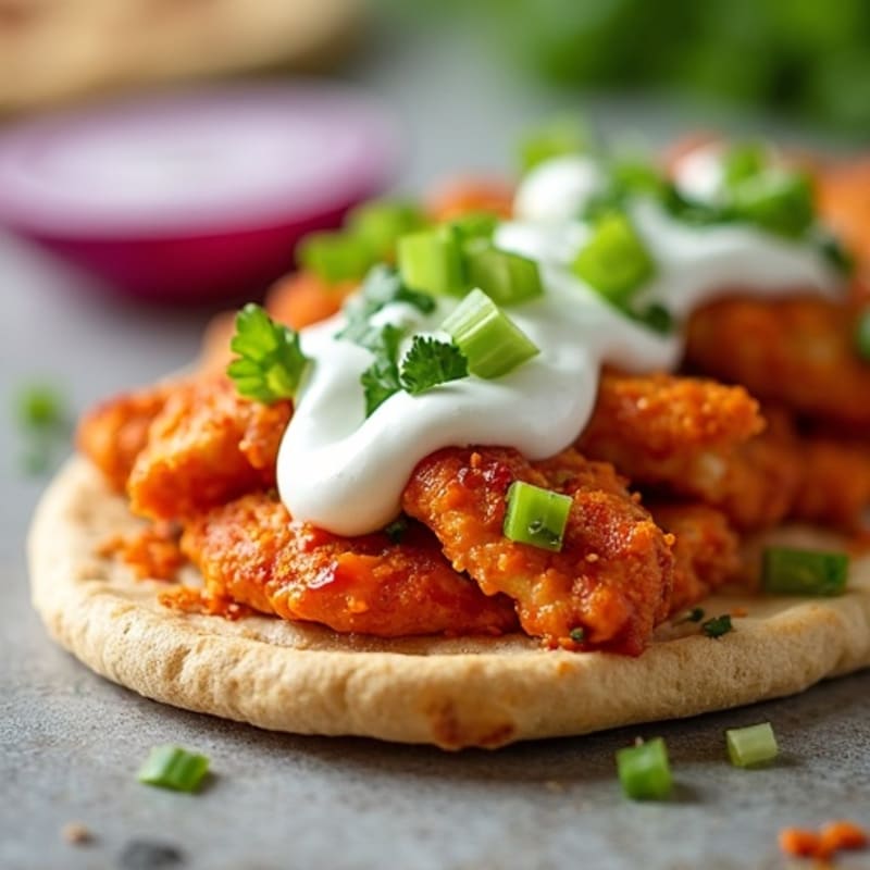 Crispy Buffalo Chicken Flatbread with Creamy Ranch