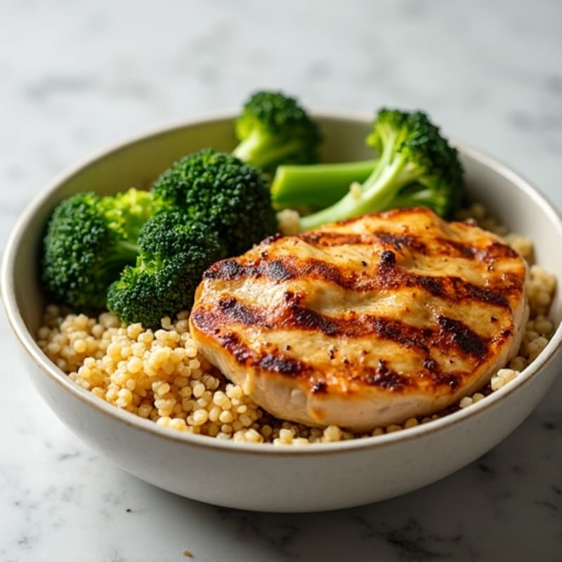 Grilled Chicken and Quinoa Power Bowl with Roasted Broccoli