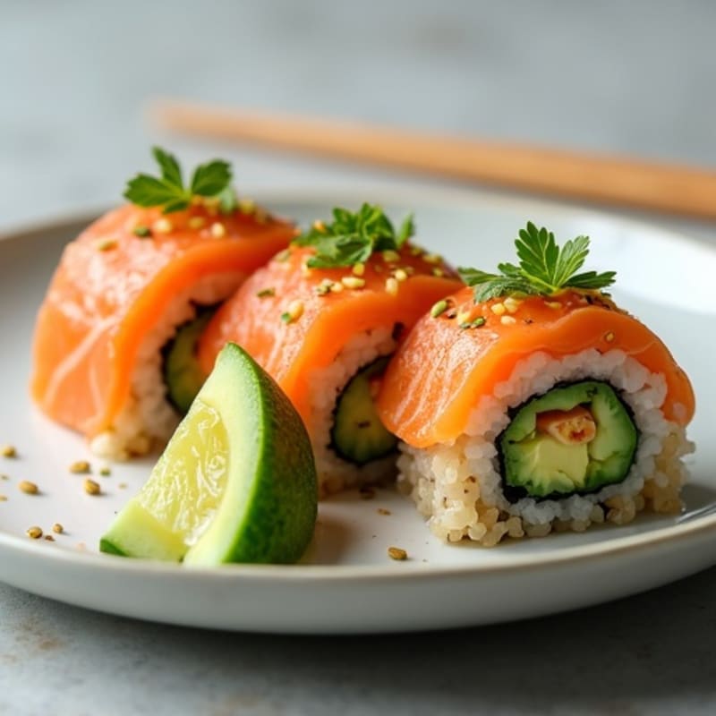 Fresh Salmon and Avocado Nori Rolls