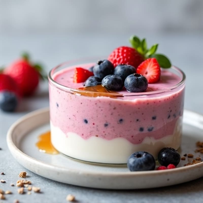 Creamy Greek Yogurt Protein Pudding with Mixed Berries
