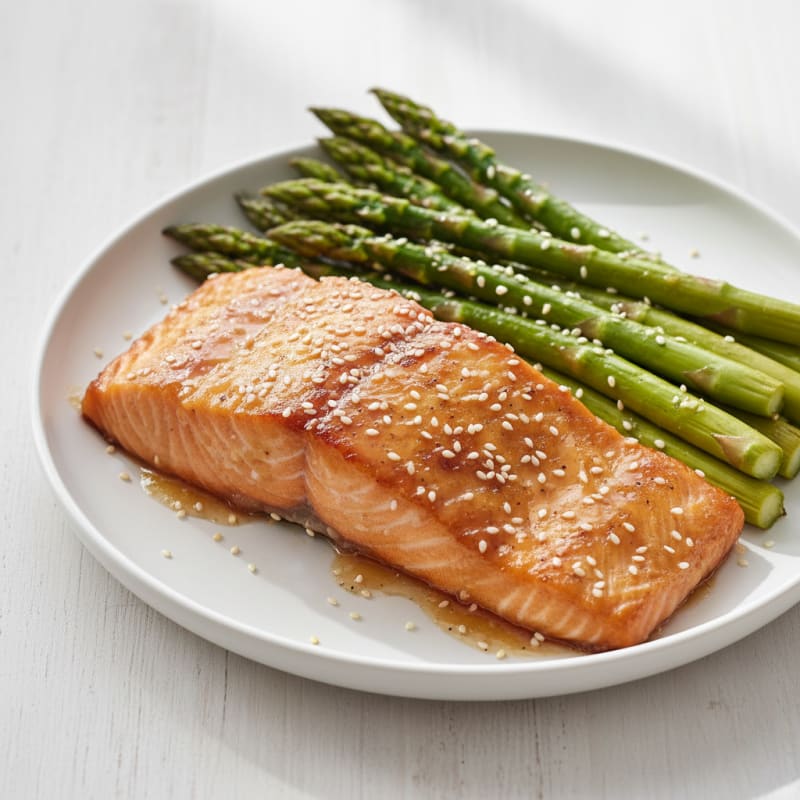 Golden Teriyaki-Glazed Salmon with Roasted Asparagus