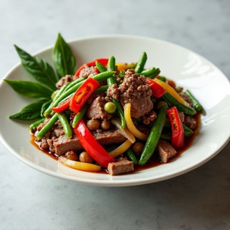 Lean Beef Stir-Fry with Roasted Green Beans