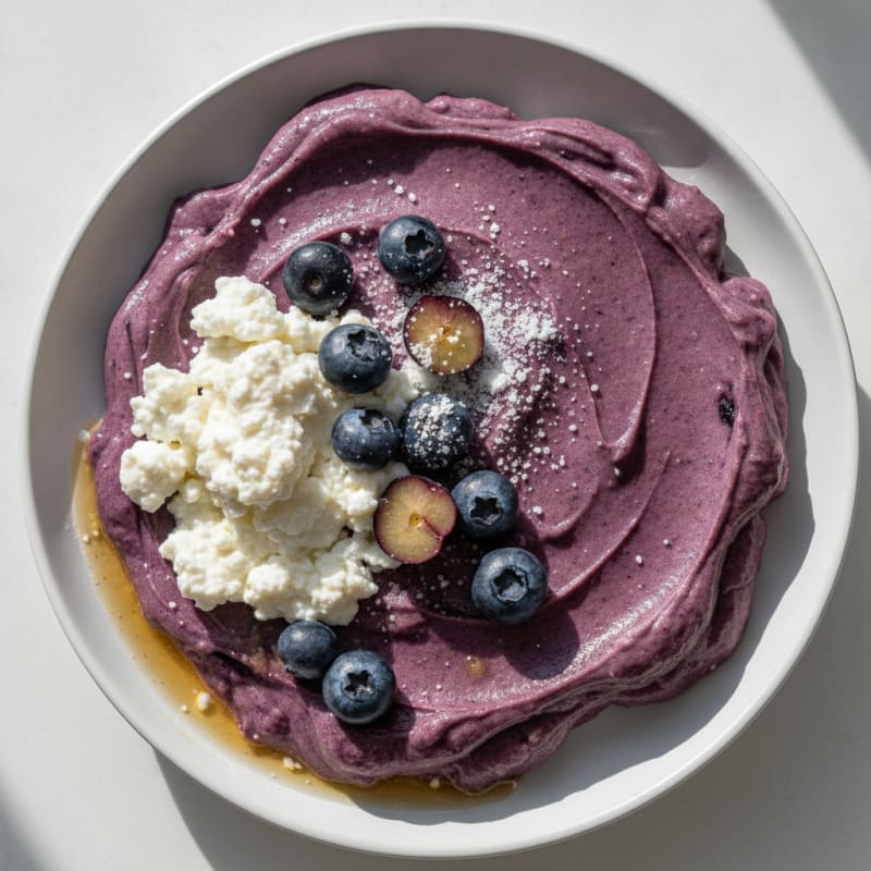 Creamy Blueberry Protein Mousse with Equip and Cottage Cheese