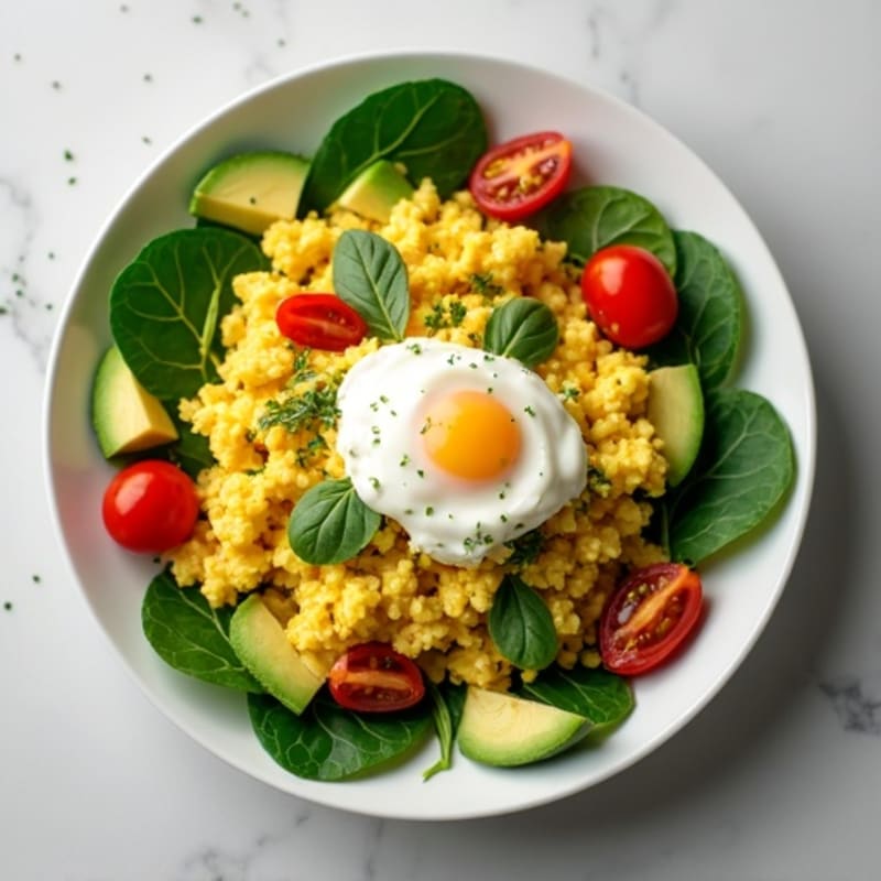 Egg White and Spinach Scramble with Cottage Cheese
