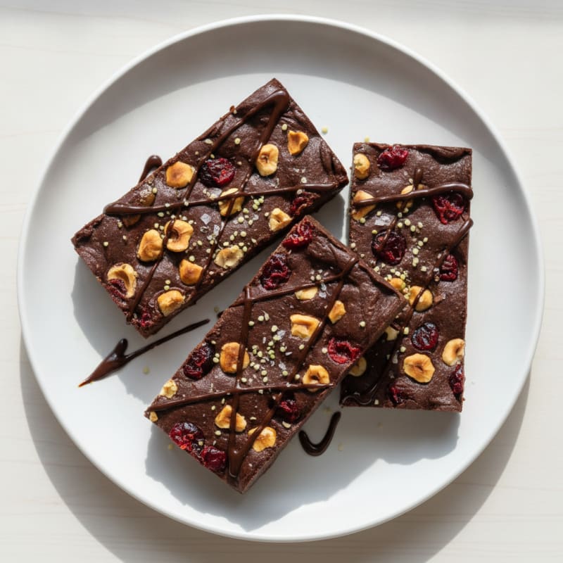 Dark Chocolate Cherry Hazelnut Fudge Bars