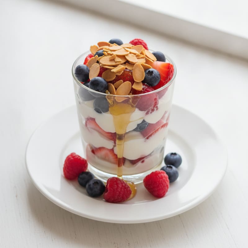Greek Yogurt Berry Parfait with Toasted Almonds