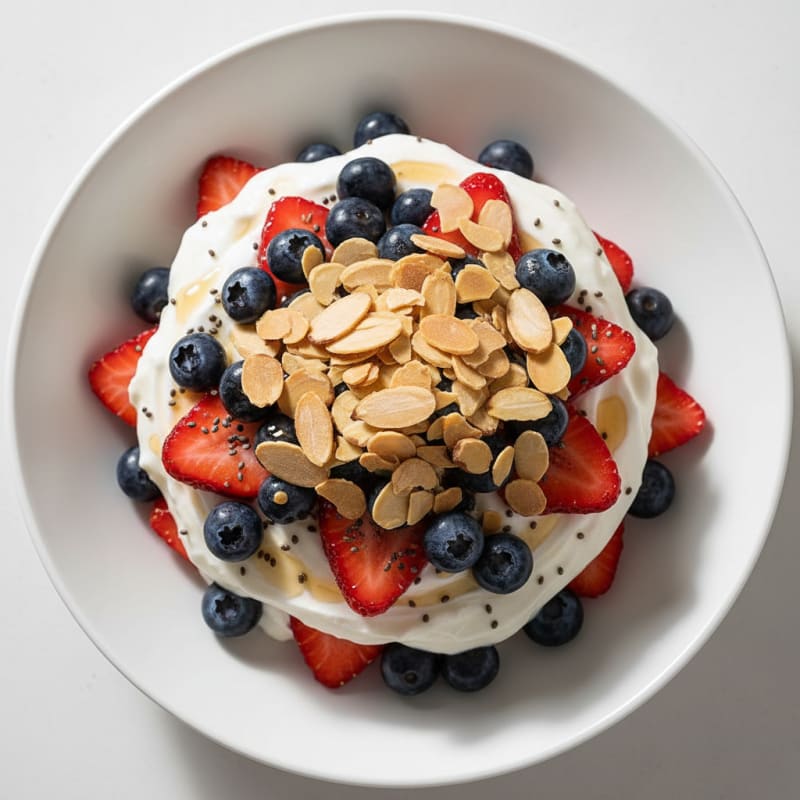 Greek Yogurt Protein Parfait with Berries and Almonds