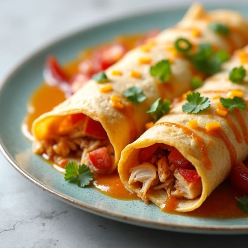Shredded Chicken Baked Enchiladas with Smoky Creamy Sauce