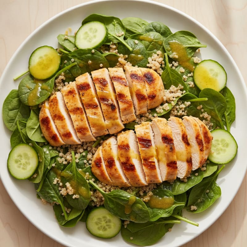 Grilled Chicken and Quinoa Salad with Fresh Spinach