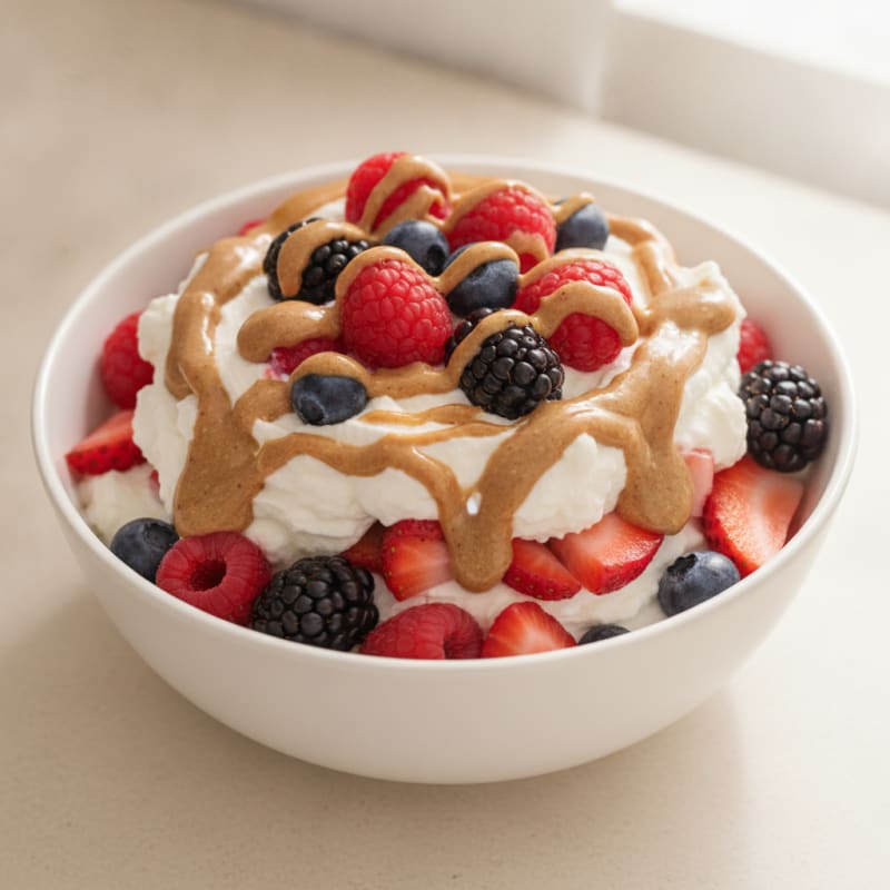 Greek Yogurt Protein Parfait with Mixed Berries and Almond Butter