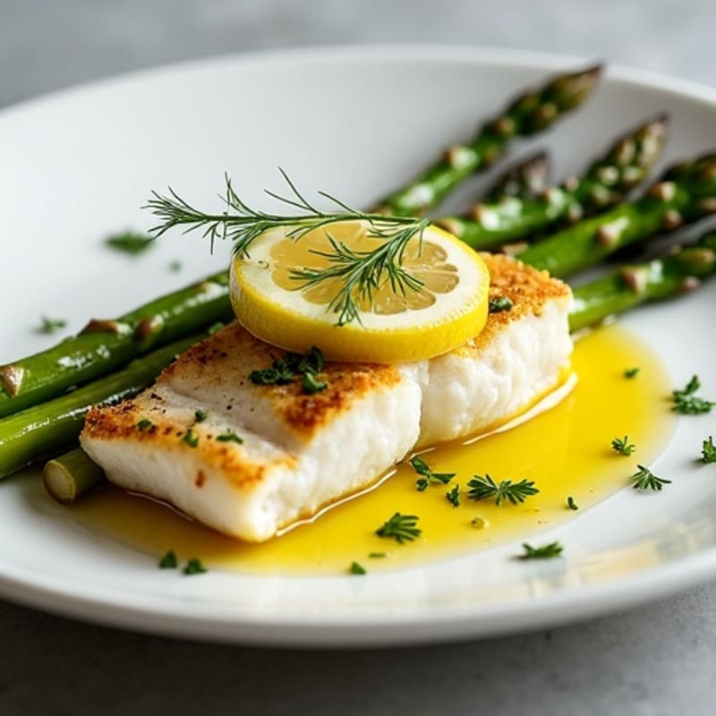 Lemon Herb Baked Cod with Roasted Asparagus