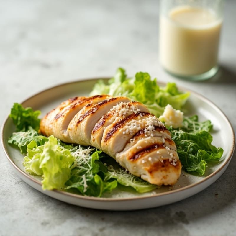 Grilled Chicken and Crispy Romaine with Creamy Caesar Dressing