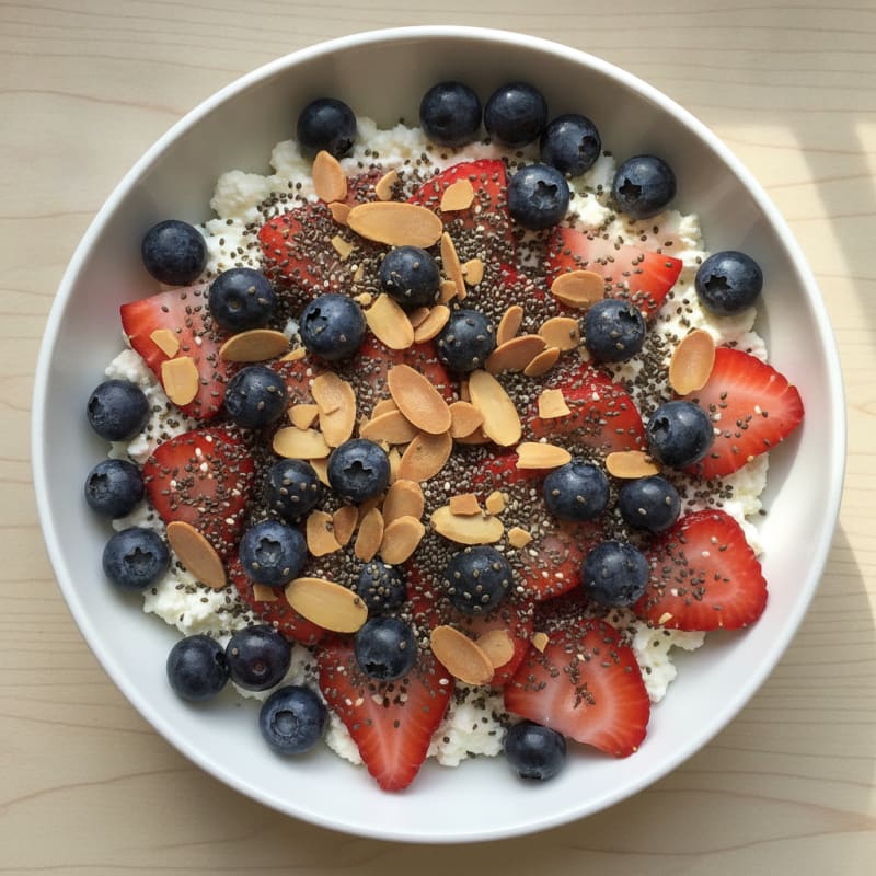 Cottage Cheese Berry Bowl with Chia Seeds