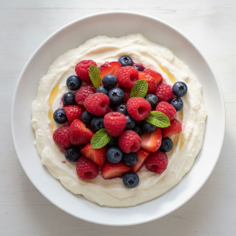 Silky Greek Yogurt Protein Pudding with Mixed Berries
