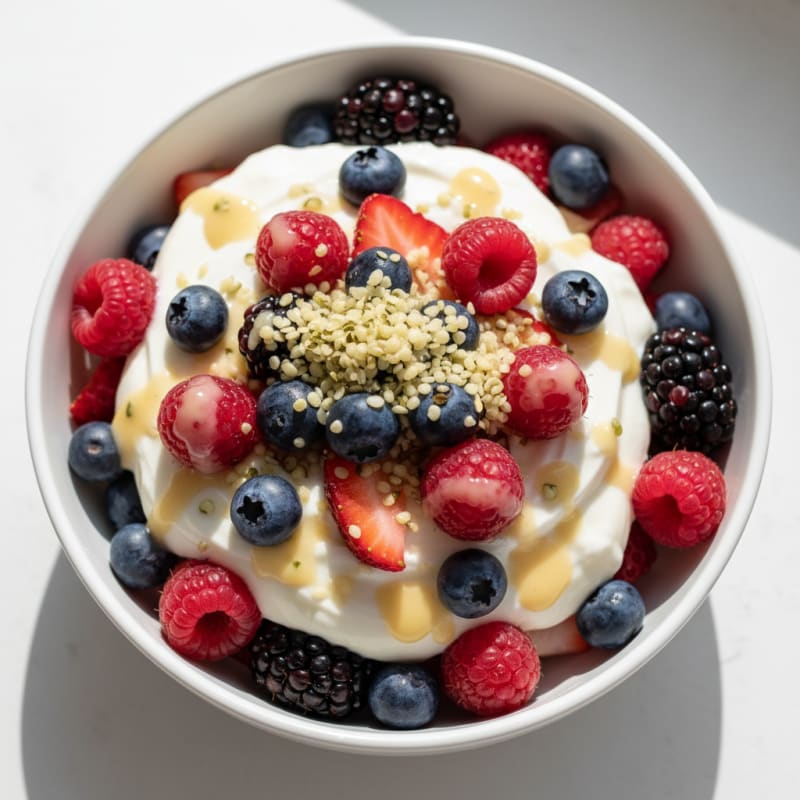 Greek Yogurt Protein Parfait with Mixed Berries