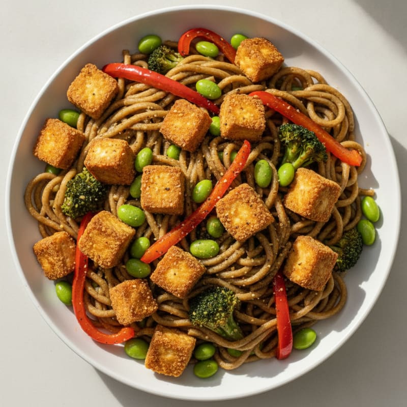 Pea Protein Noodles with Roasted Vegetables
