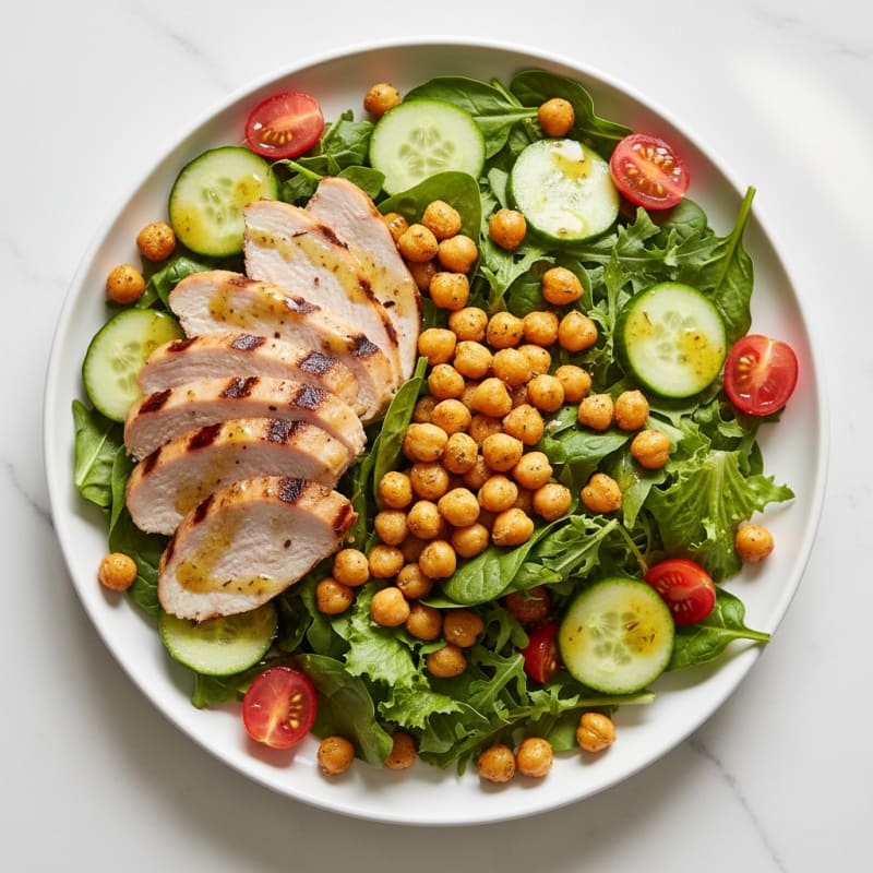 Grilled Turkey Breast Salad with Roasted Chickpeas