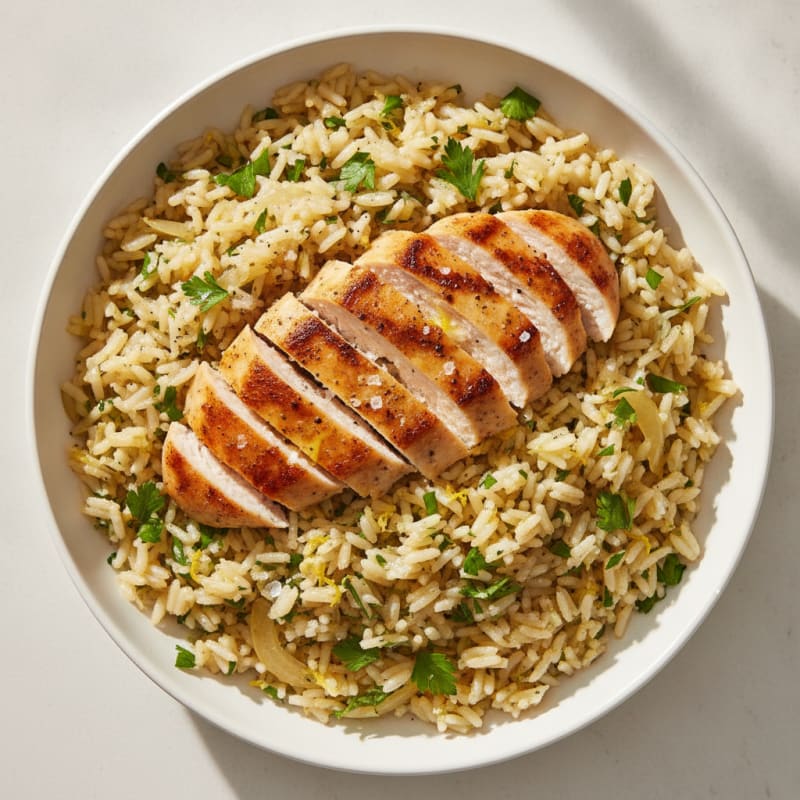 Lemon Herb Rice Pilaf with Pan-Seared Chicken