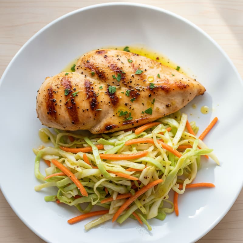 Grilled Chicken Breast with Crunchy Cabbage Slaw